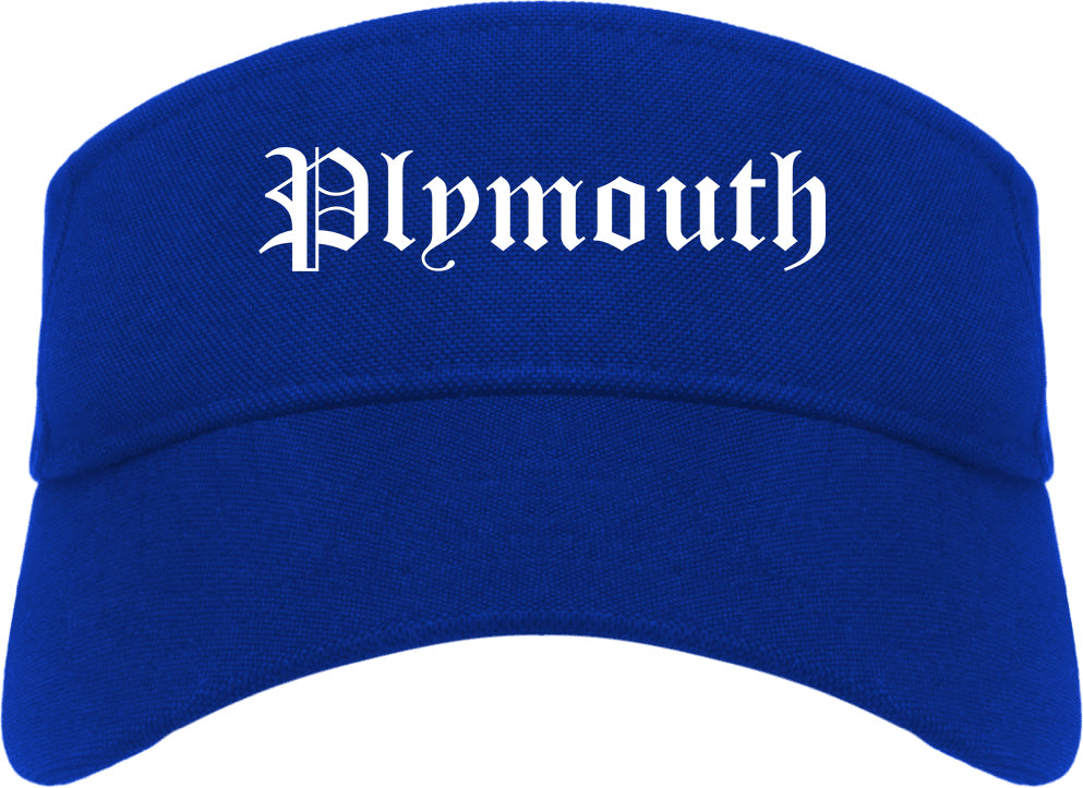 Plymouth Indiana IN Old English Mens Visor Cap Hat Royal Blue