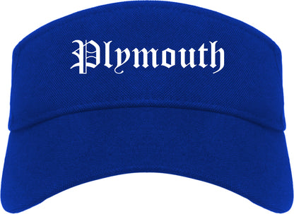 Plymouth Indiana IN Old English Mens Visor Cap Hat Royal Blue