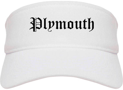 Plymouth Indiana IN Old English Mens Visor Cap Hat White