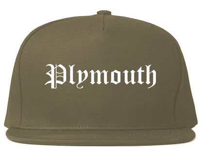 Plymouth Michigan MI Old English Mens Snapback Hat Grey