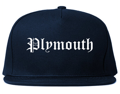 Plymouth Michigan MI Old English Mens Snapback Hat Navy Blue