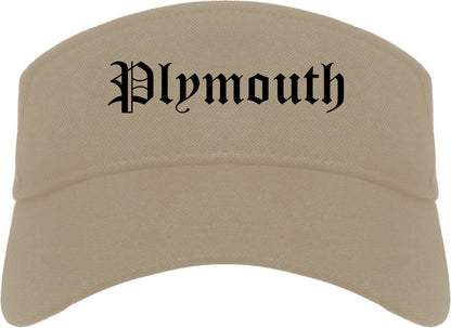 Plymouth Michigan MI Old English Mens Visor Cap Hat Khaki