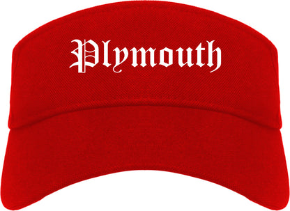 Plymouth Michigan MI Old English Mens Visor Cap Hat Red