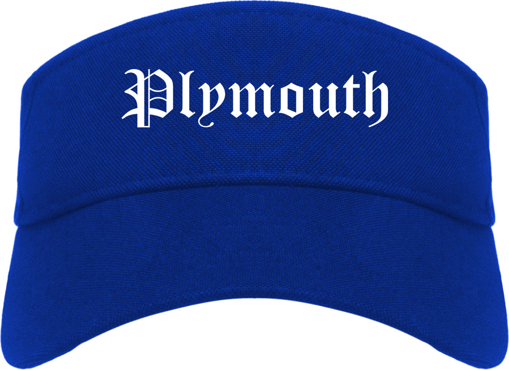 Plymouth Michigan MI Old English Mens Visor Cap Hat Royal Blue