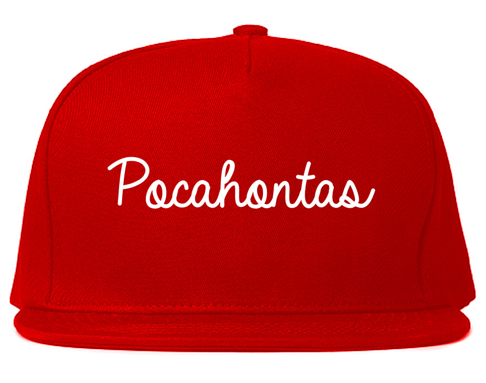 Pocahontas Arkansas AR Script Mens Snapback Hat Red