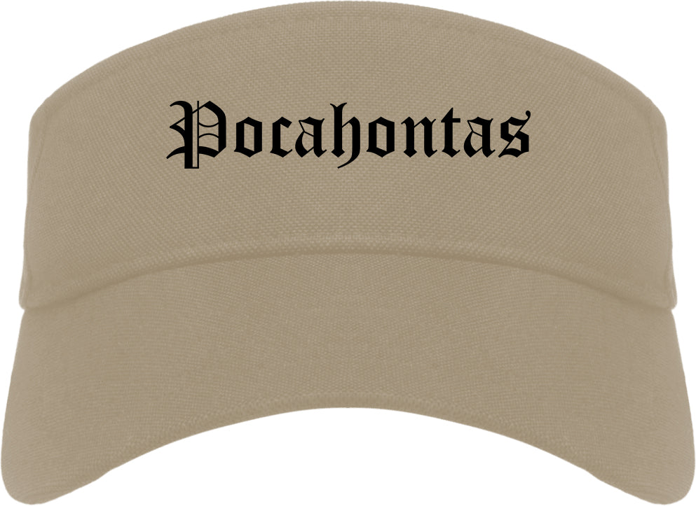 Pocahontas Arkansas AR Old English Mens Visor Cap Hat Khaki