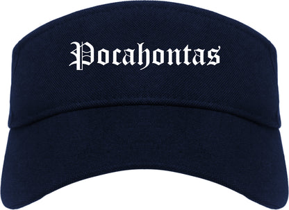 Pocahontas Arkansas AR Old English Mens Visor Cap Hat Navy Blue