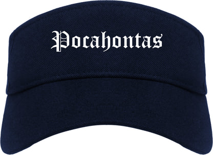 Pocahontas Arkansas AR Old English Mens Visor Cap Hat Navy Blue