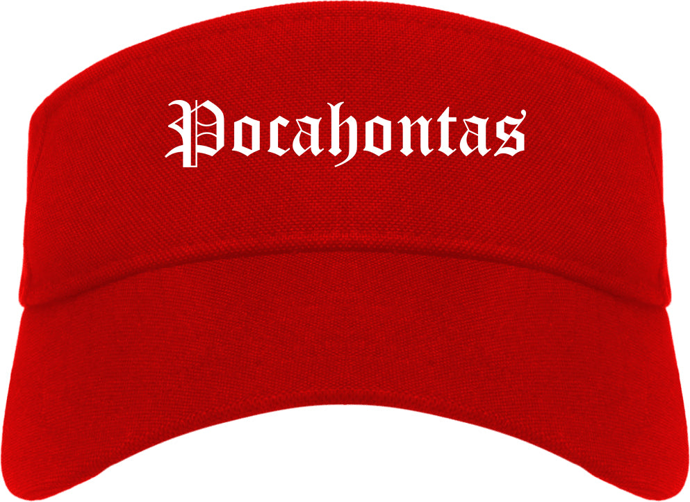 Pocahontas Arkansas AR Old English Mens Visor Cap Hat Red