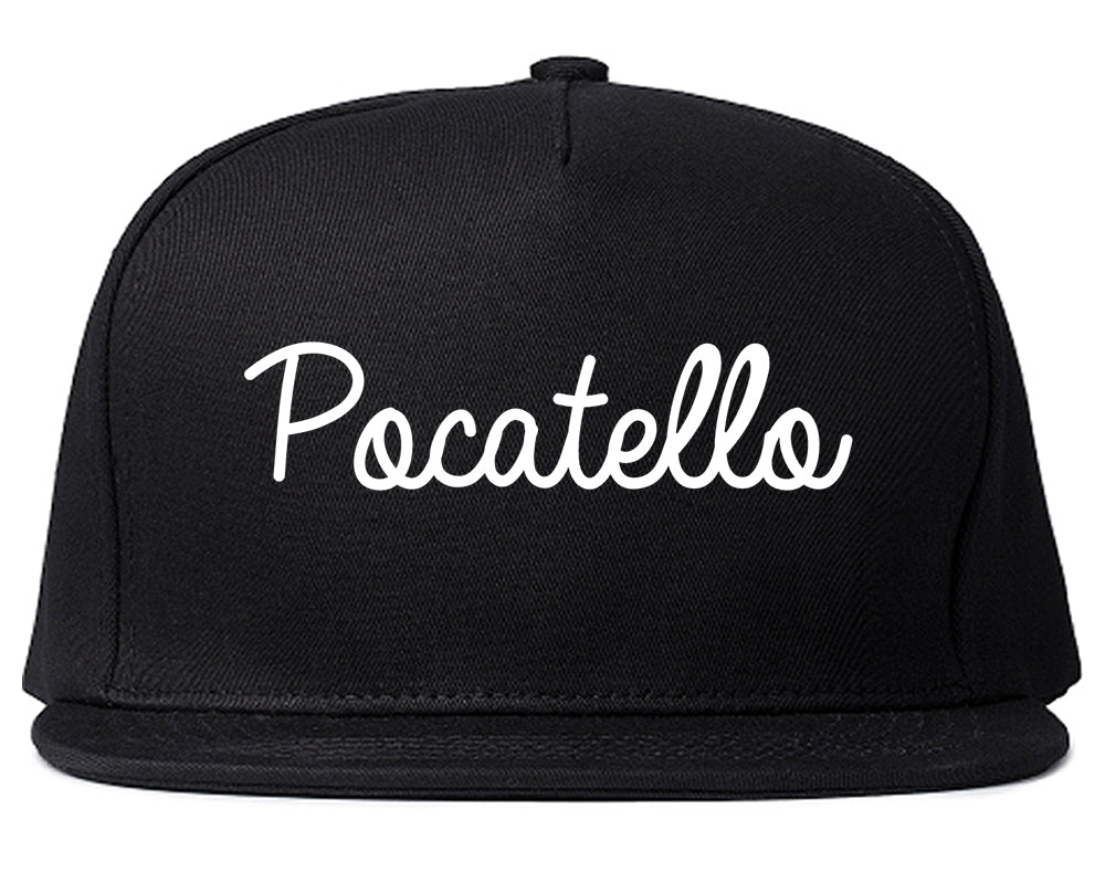 Pocatello Idaho ID Script Mens Snapback Hat Black