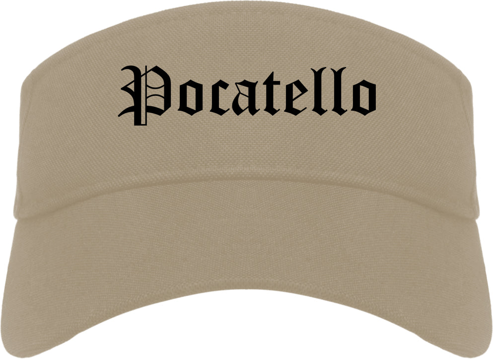 Pocatello Idaho ID Old English Mens Visor Cap Hat Khaki