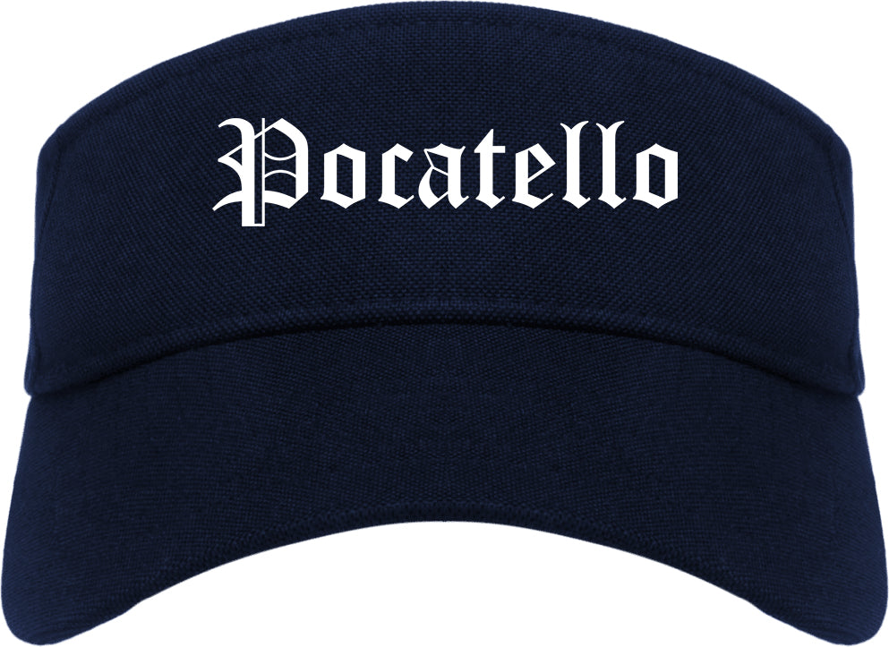 Pocatello Idaho ID Old English Mens Visor Cap Hat Navy Blue