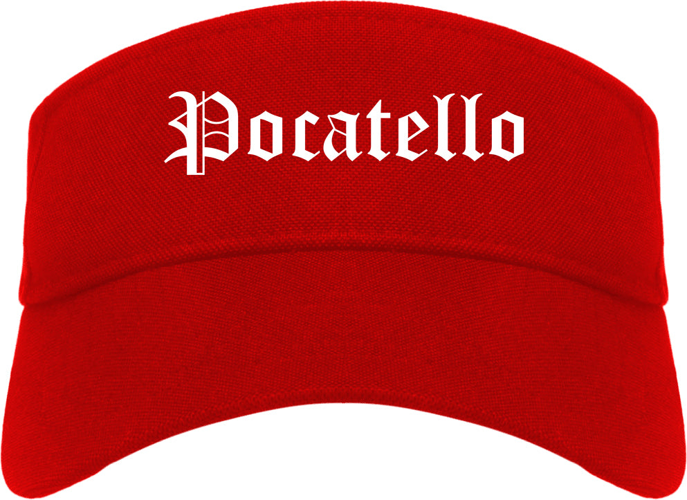 Pocatello Idaho ID Old English Mens Visor Cap Hat Red