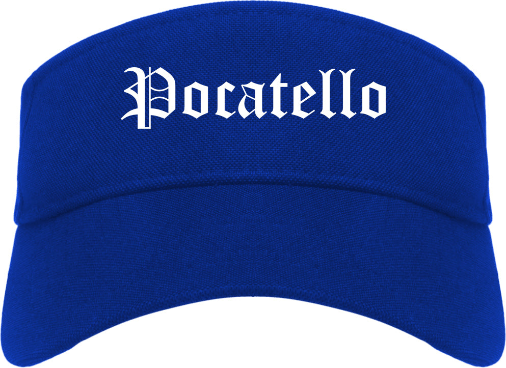 Pocatello Idaho ID Old English Mens Visor Cap Hat Royal Blue