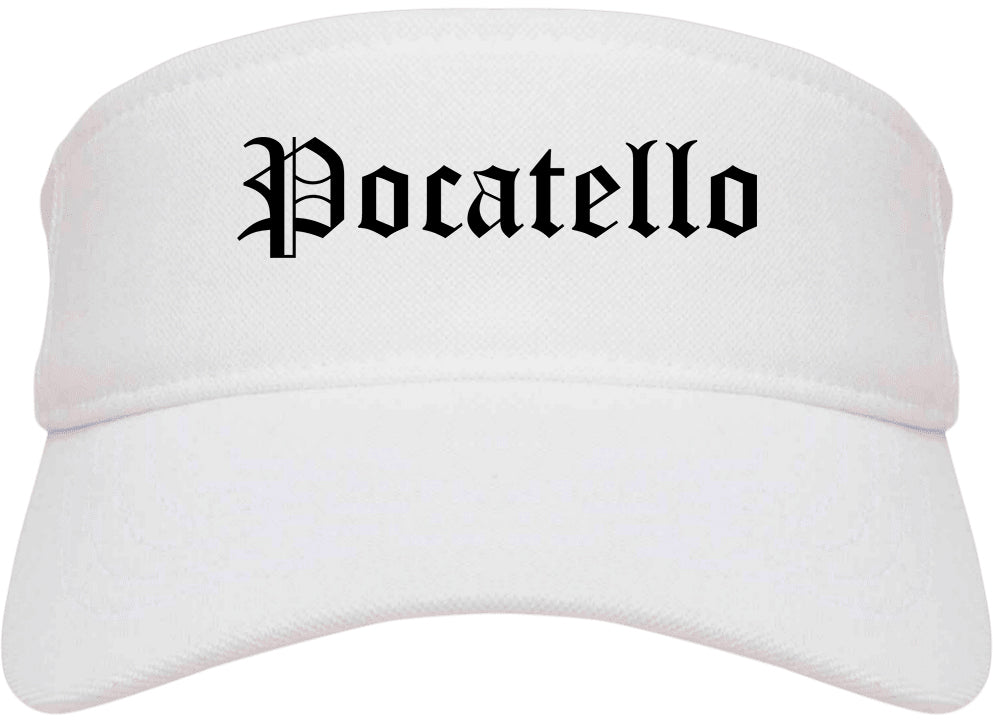 Pocatello Idaho ID Old English Mens Visor Cap Hat White