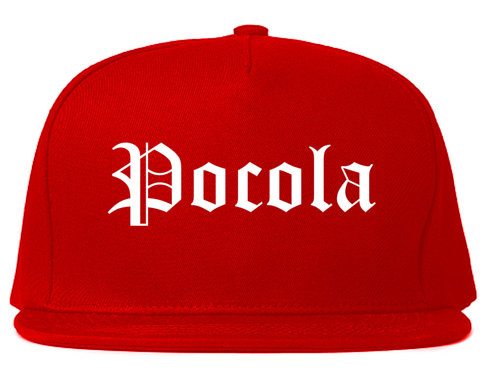 Pocola Oklahoma OK Old English Mens Snapback Hat Red