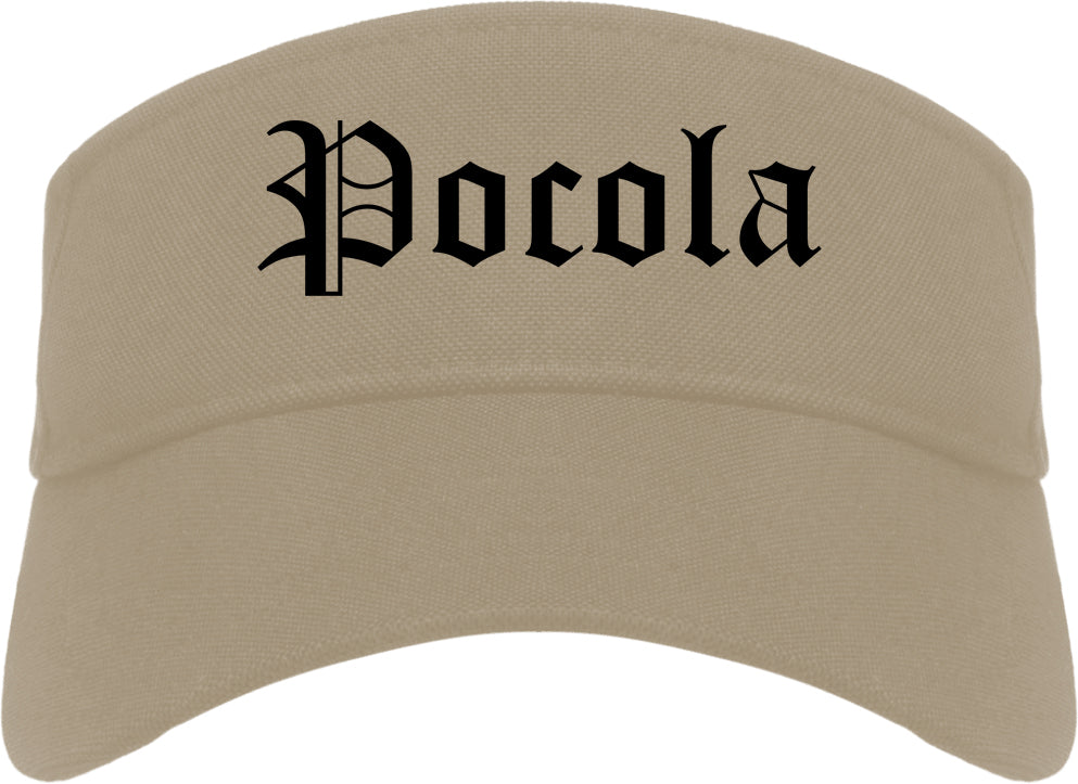 Pocola Oklahoma OK Old English Mens Visor Cap Hat Khaki