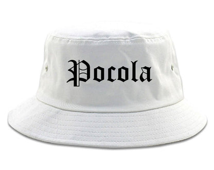 Pocola Oklahoma OK Old English Mens Bucket Hat White