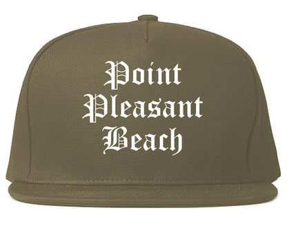 Point Pleasant Beach New Jersey NJ Old English Mens Snapback Hat Grey