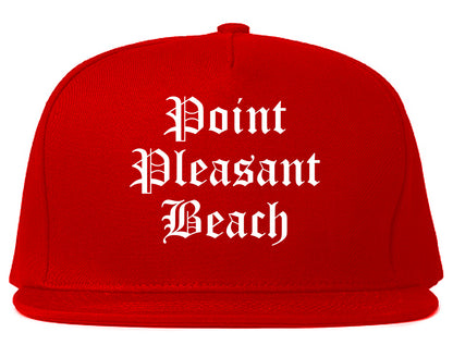 Point Pleasant Beach New Jersey NJ Old English Mens Snapback Hat Red