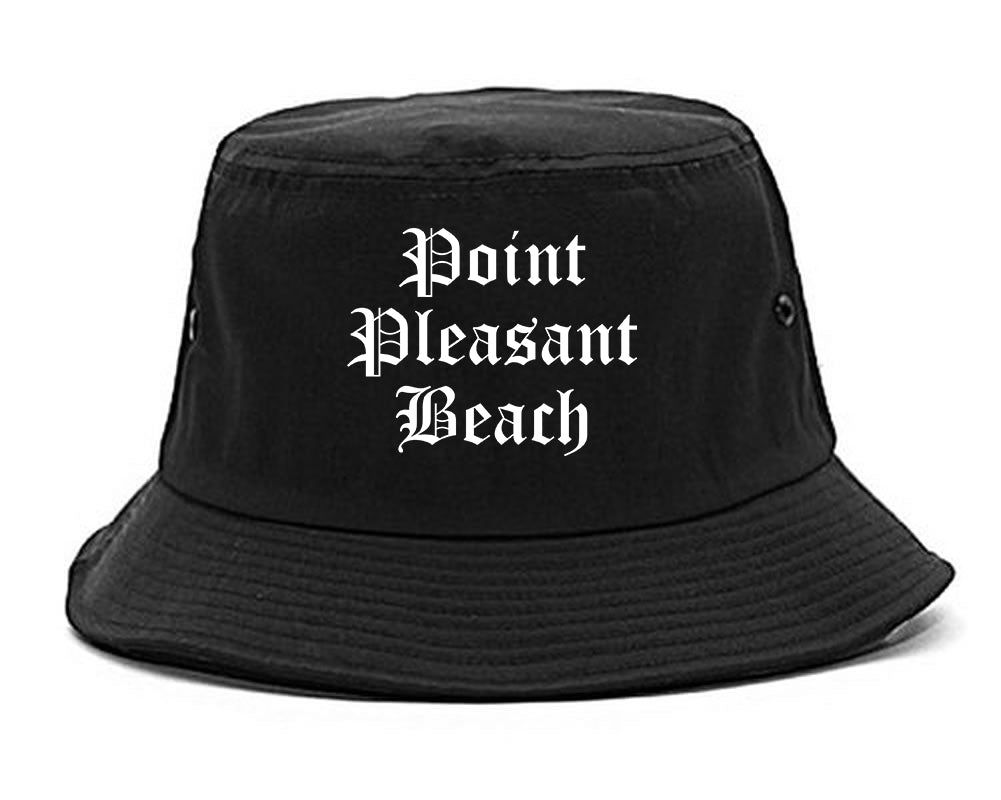 Point Pleasant Beach New Jersey NJ Old English Mens Bucket Hat Black