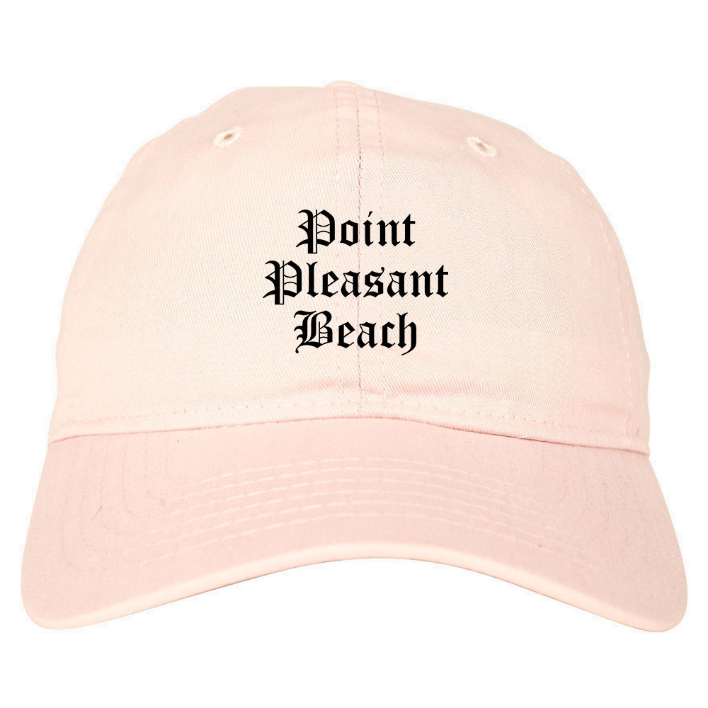 Point Pleasant Beach New Jersey NJ Old English Mens Dad Hat Baseball Cap Pink