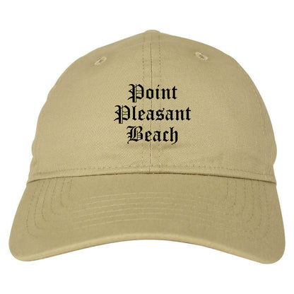 Point Pleasant Beach New Jersey NJ Old English Mens Dad Hat Baseball Cap Tan
