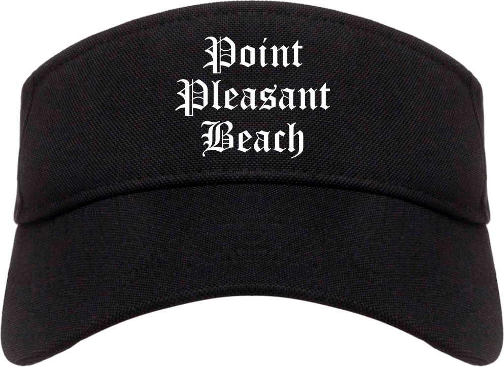 Point Pleasant Beach New Jersey NJ Old English Mens Visor Cap Hat Black