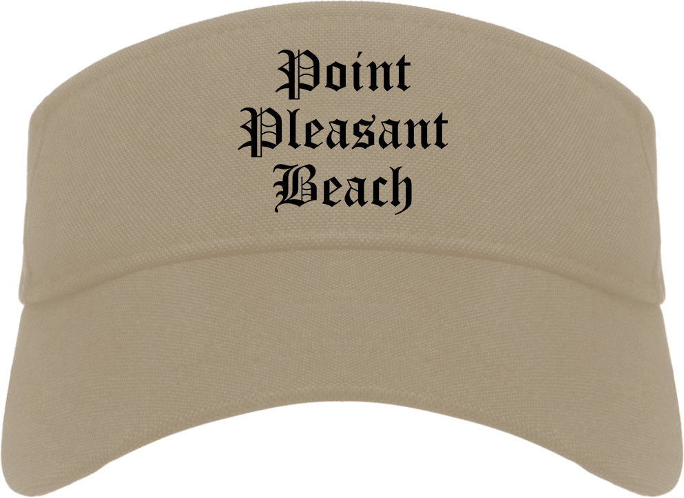 Point Pleasant Beach New Jersey NJ Old English Mens Visor Cap Hat Khaki