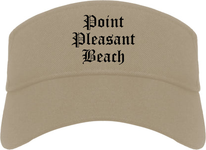 Point Pleasant Beach New Jersey NJ Old English Mens Visor Cap Hat Khaki