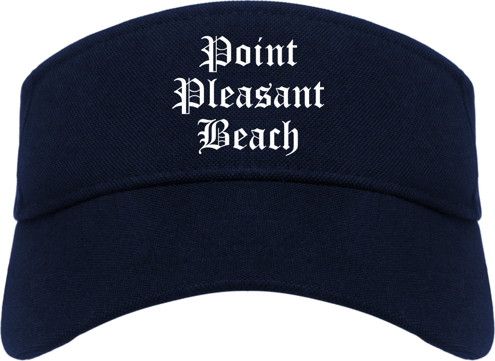 Point Pleasant Beach New Jersey NJ Old English Mens Visor Cap Hat Navy Blue