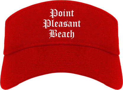 Point Pleasant Beach New Jersey NJ Old English Mens Visor Cap Hat Red