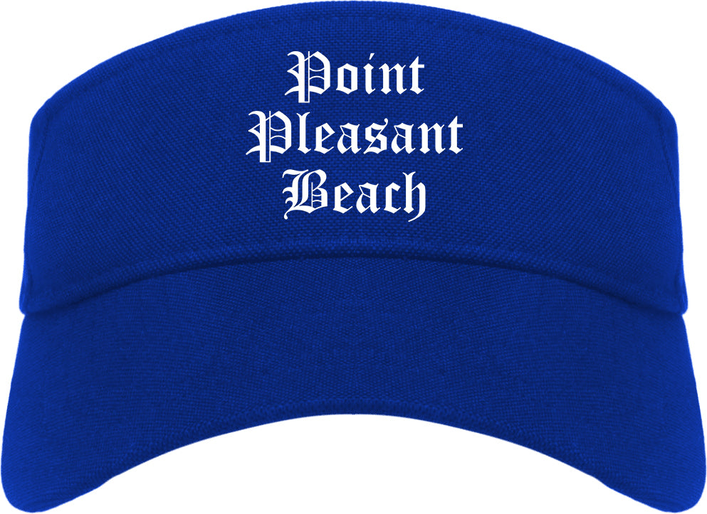 Point Pleasant Beach New Jersey NJ Old English Mens Visor Cap Hat Royal Blue