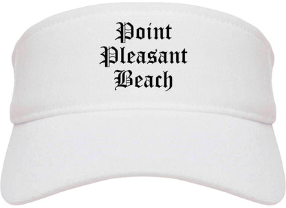 Point Pleasant Beach New Jersey NJ Old English Mens Visor Cap Hat White