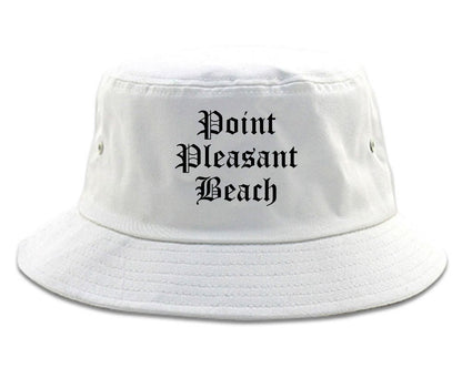 Point Pleasant Beach New Jersey NJ Old English Mens Bucket Hat White
