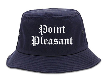 Point Pleasant New Jersey NJ Old English Mens Bucket Hat Navy Blue