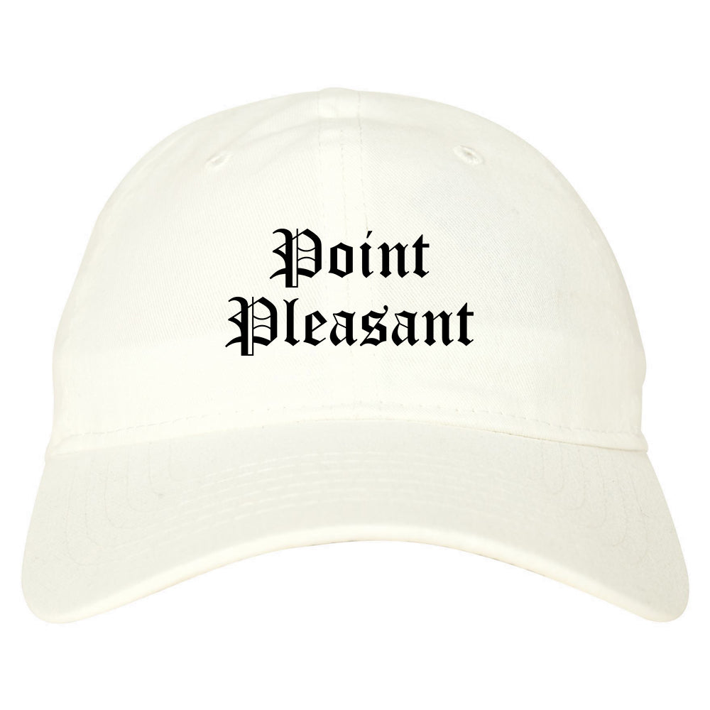 Point Pleasant New Jersey NJ Old English Mens Dad Hat Baseball Cap White