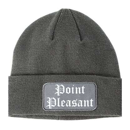 Point Pleasant New Jersey NJ Old English Mens Knit Beanie Hat Cap Grey