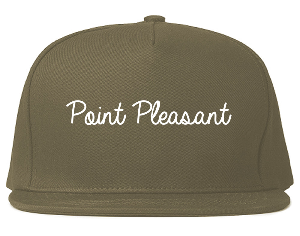 Point Pleasant New Jersey NJ Script Mens Snapback Hat Grey