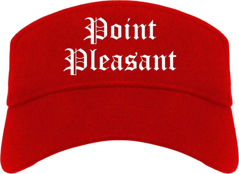 Point Pleasant New Jersey NJ Old English Mens Visor Cap Hat Red