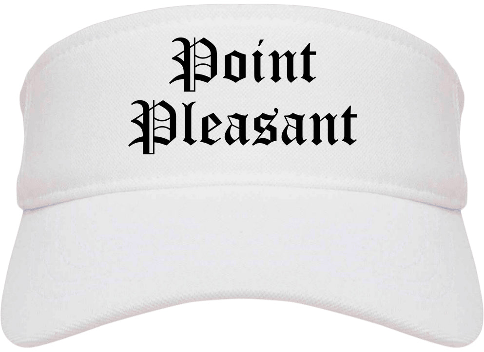 Point Pleasant New Jersey NJ Old English Mens Visor Cap Hat White