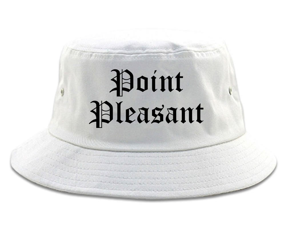 Point Pleasant New Jersey NJ Old English Mens Bucket Hat White