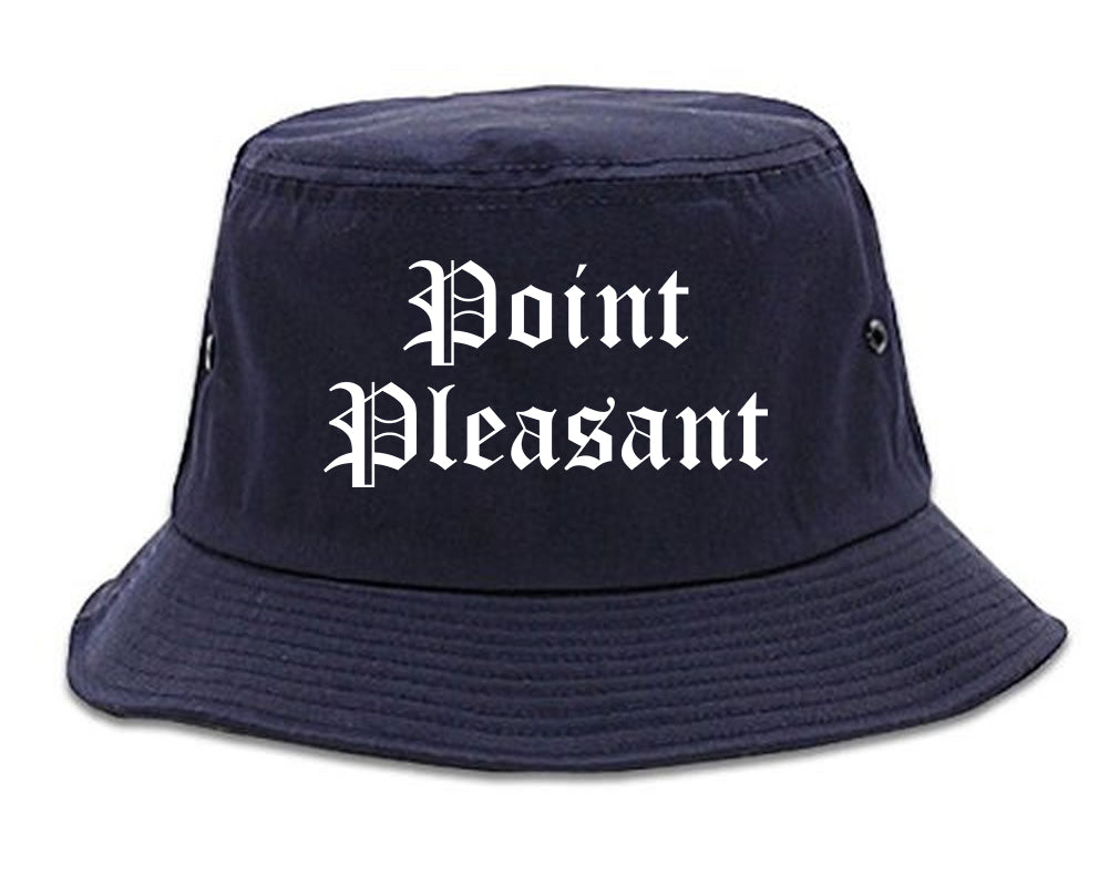Point Pleasant West Virginia WV Old English Mens Bucket Hat Navy Blue