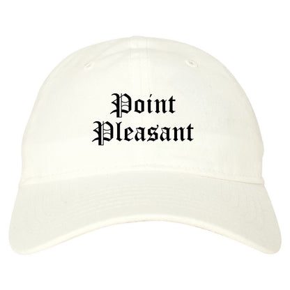 Point Pleasant West Virginia WV Old English Mens Dad Hat Baseball Cap White