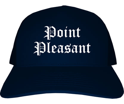 Point Pleasant West Virginia WV Old English Mens Trucker Hat Cap Navy Blue