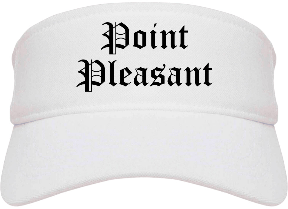 Point Pleasant West Virginia WV Old English Mens Visor Cap Hat White