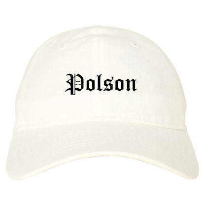 Polson Montana MT Old English Mens Dad Hat Baseball Cap White