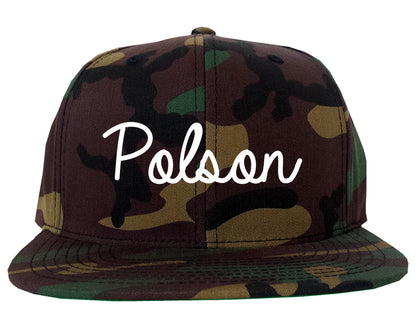 Polson Montana MT Script Mens Snapback Hat Army Camo