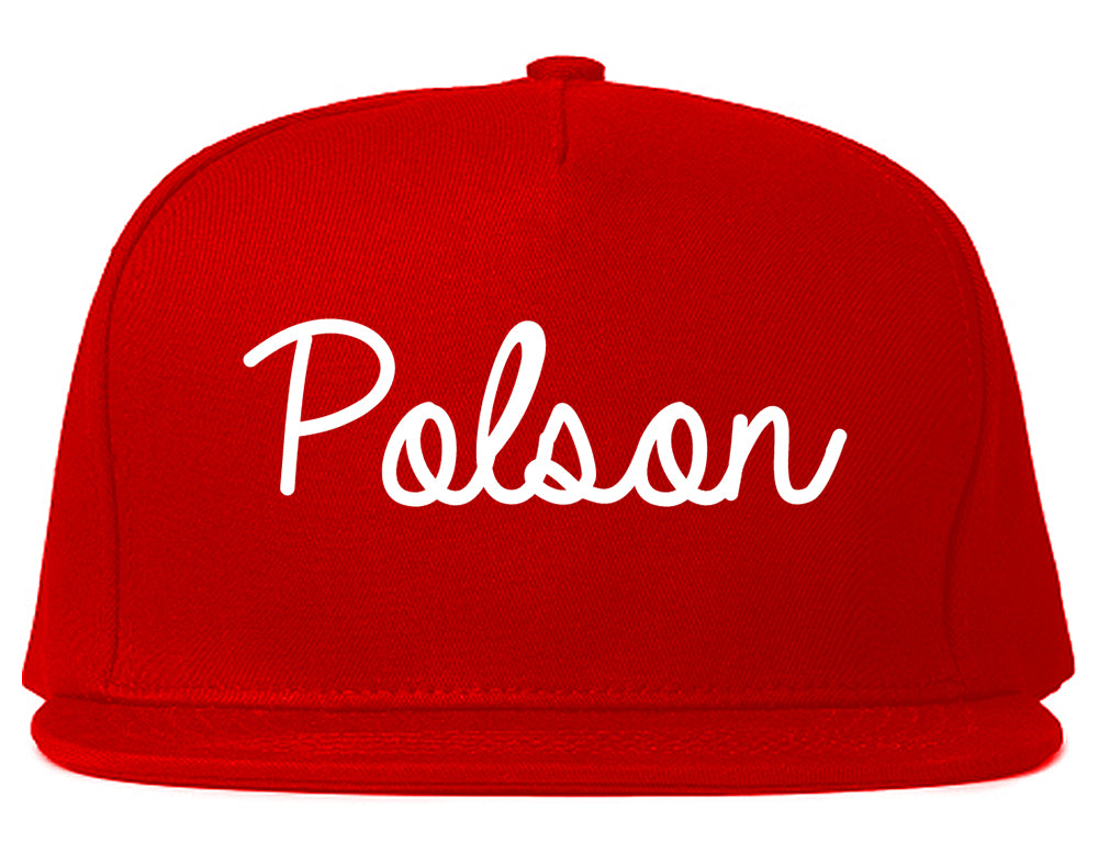 Polson Montana MT Script Mens Snapback Hat Red
