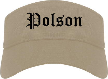 Polson Montana MT Old English Mens Visor Cap Hat Khaki